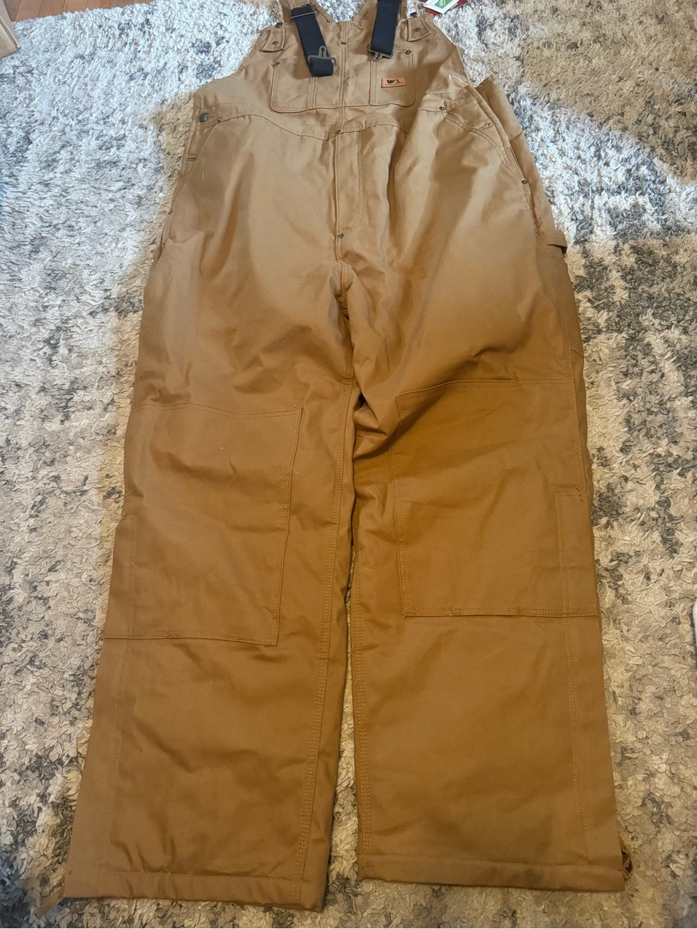 Wells Lamont Men's Heavy-Duty Tan Cargo Bib Overalls